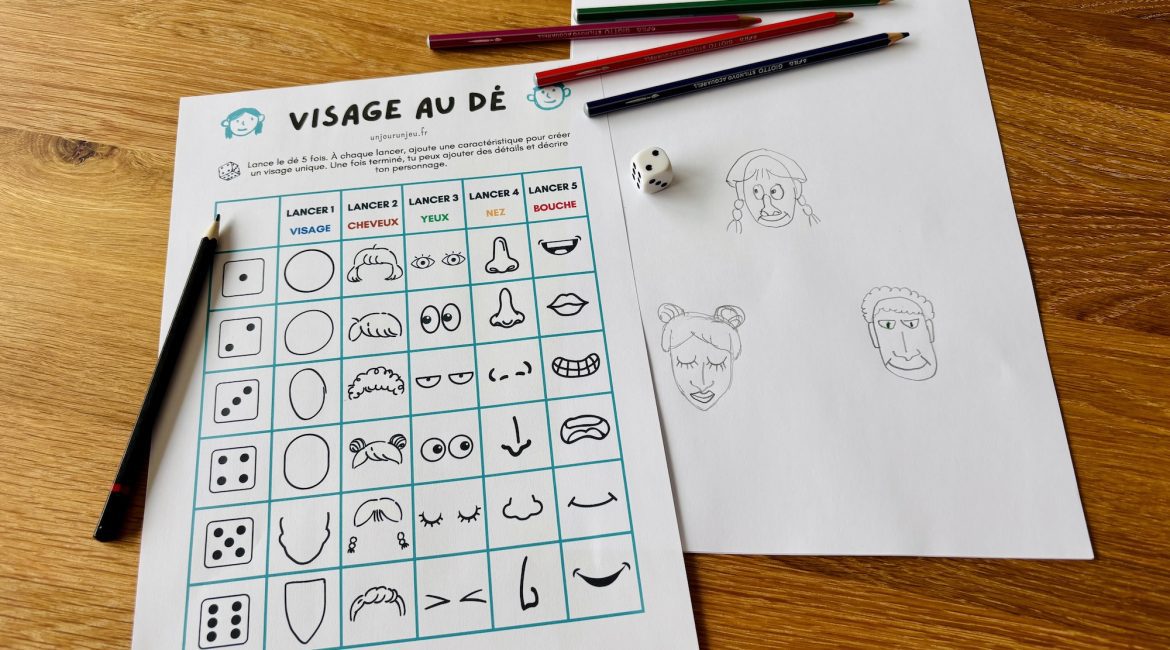 Visage au dé - jeu de dé pour dessiner des visages