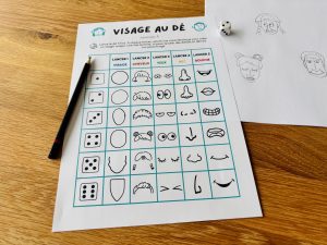 Crée des visages rigolos en lançant un dé !