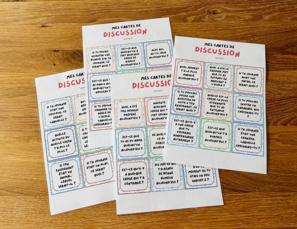 Les cartes de discussion après l’école