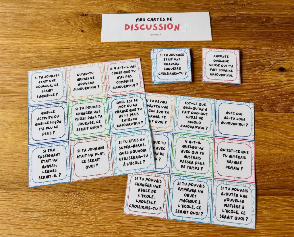 Cartes de discussion après l'école