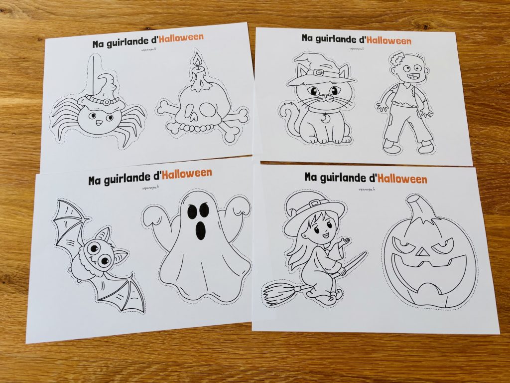 Guirlande d&rsquo;Halloween à colorier