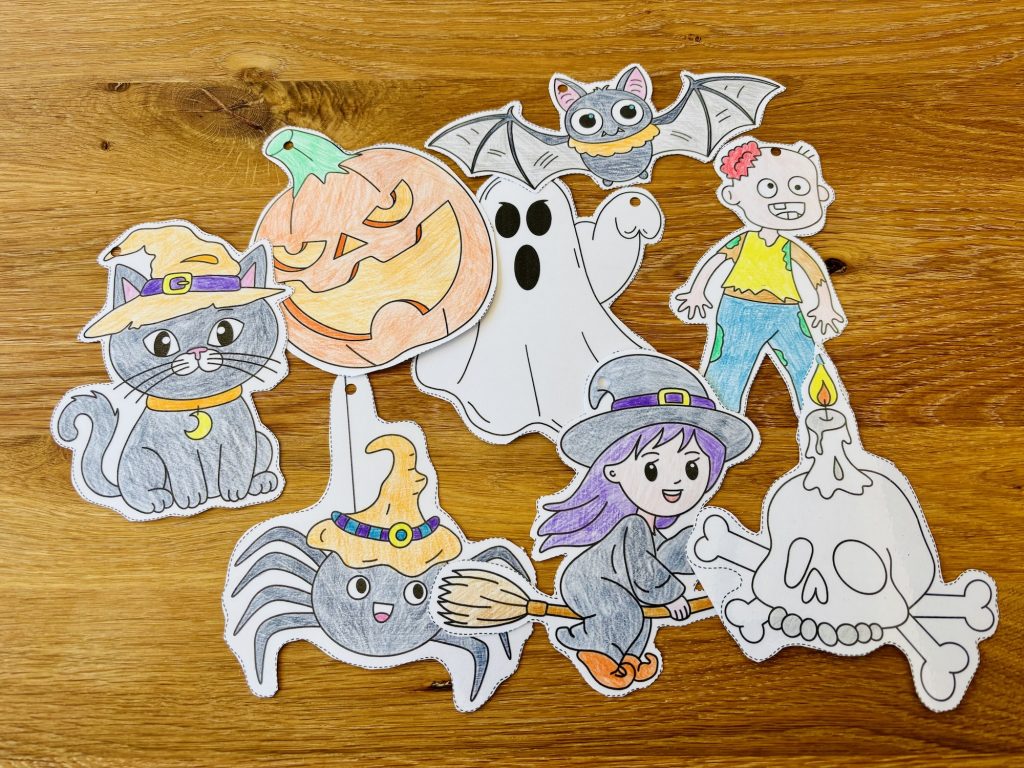 Guirlande d&rsquo;Halloween à colorier