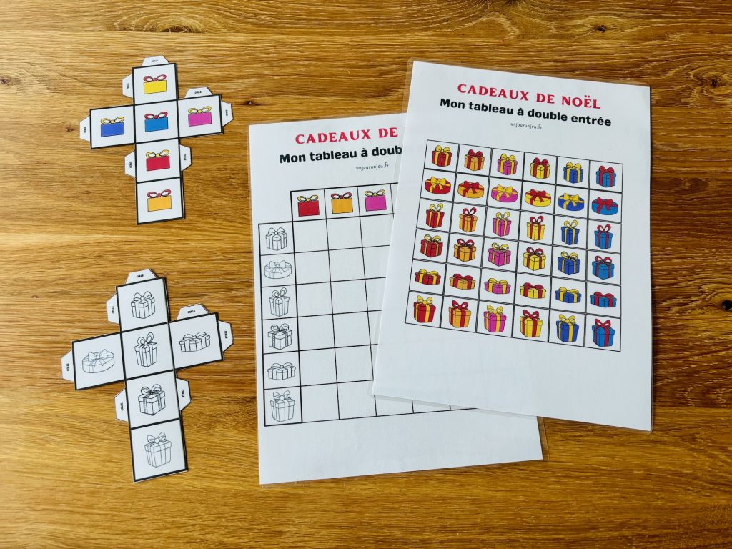 Cadeaux de noël : tableau à compléter