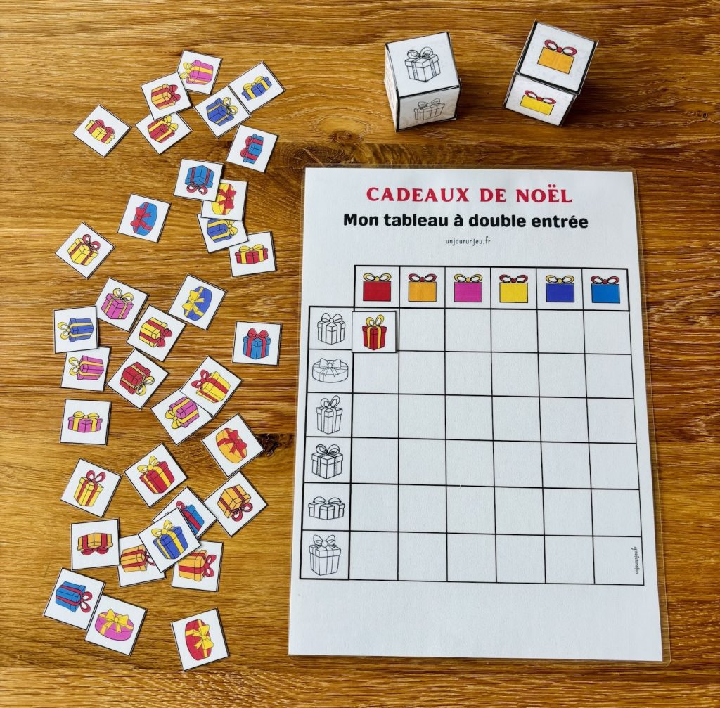 Cadeaux de Noël : tableu à compléter