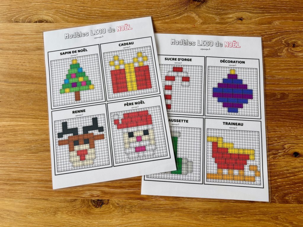 Modèles LEGO de Noël à construire (cartes à imprimer)