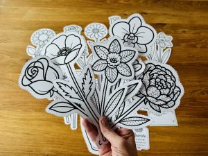 Bouquet de fleurs à composer et à colorier