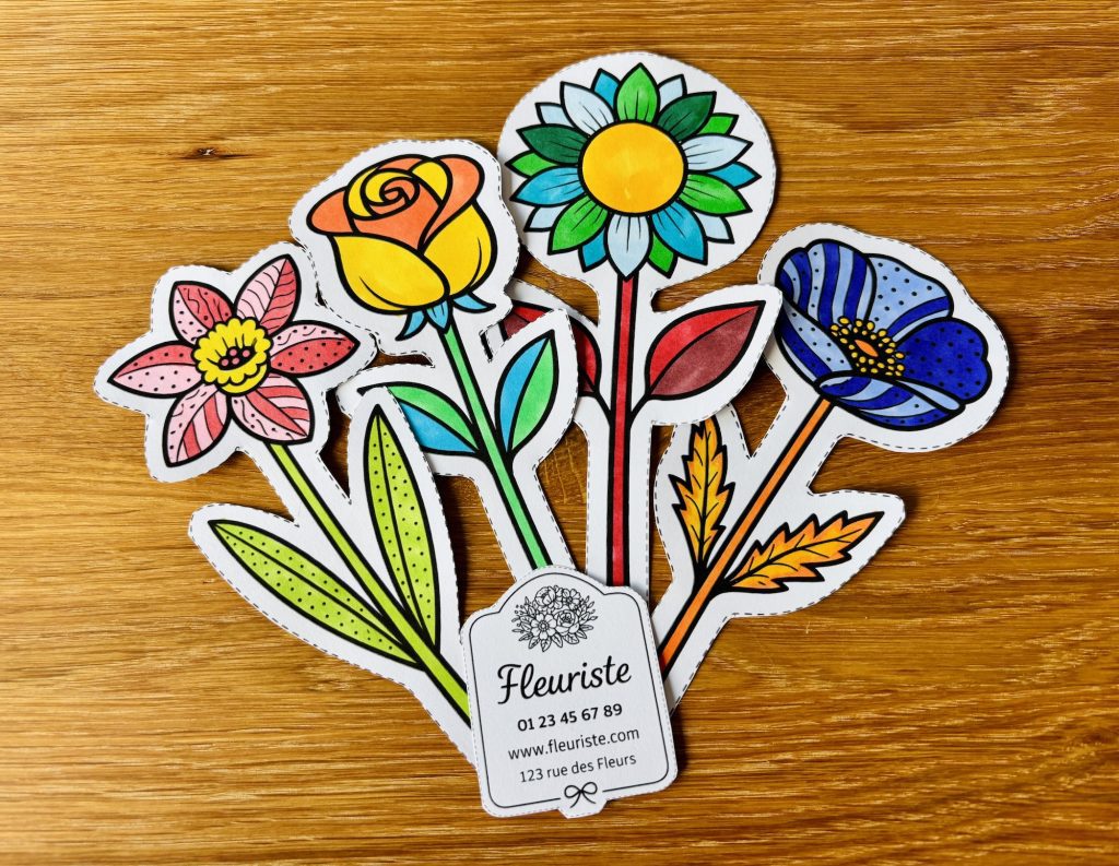 Bouquet de fleurs à composer et à colorier