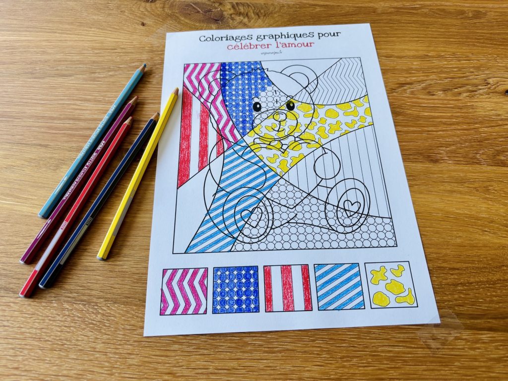 Coloriages graphiques pour fêter l'amour