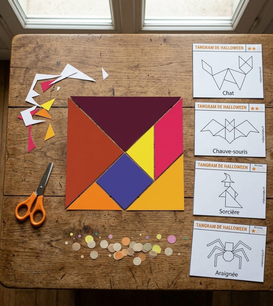 Tangram de Halloween : 12 modèles à reproduire