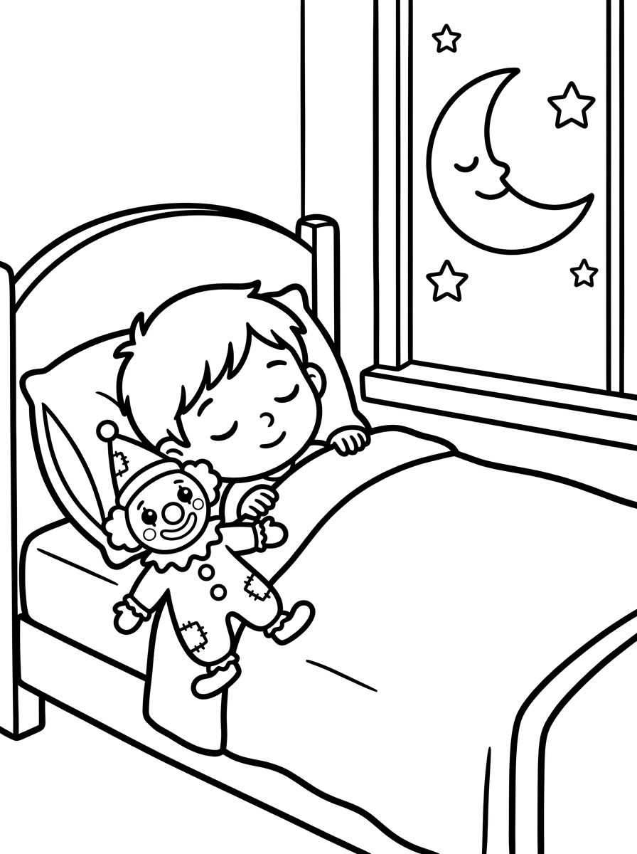 Coloriage 3 : L'enfant s'endort
