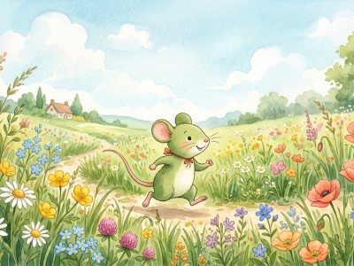 Illustration de la comptine Une souris verte