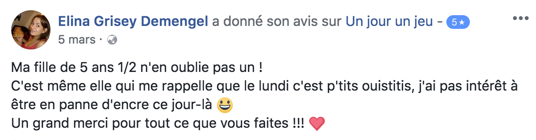 Avis de Elina Grisey Demengel