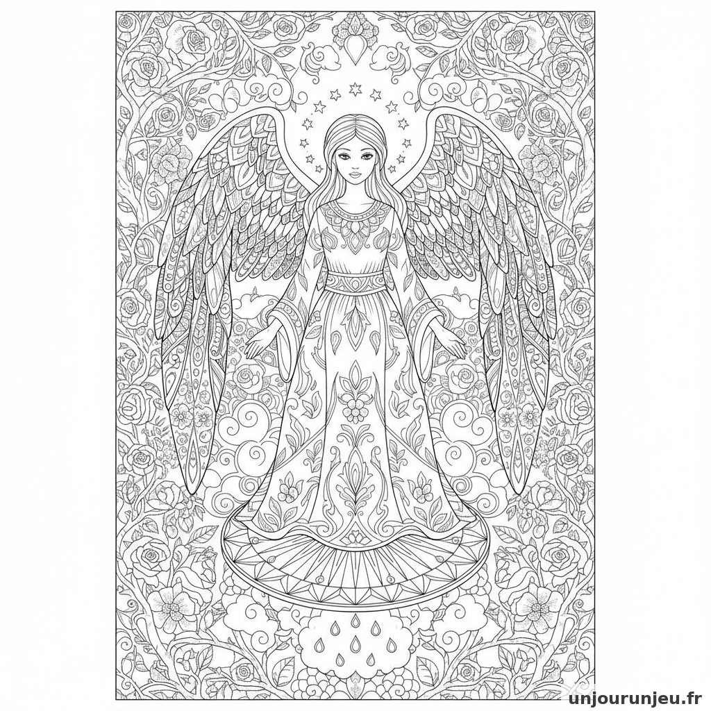 Coloriage Ange Ange Ailes Deployees 13