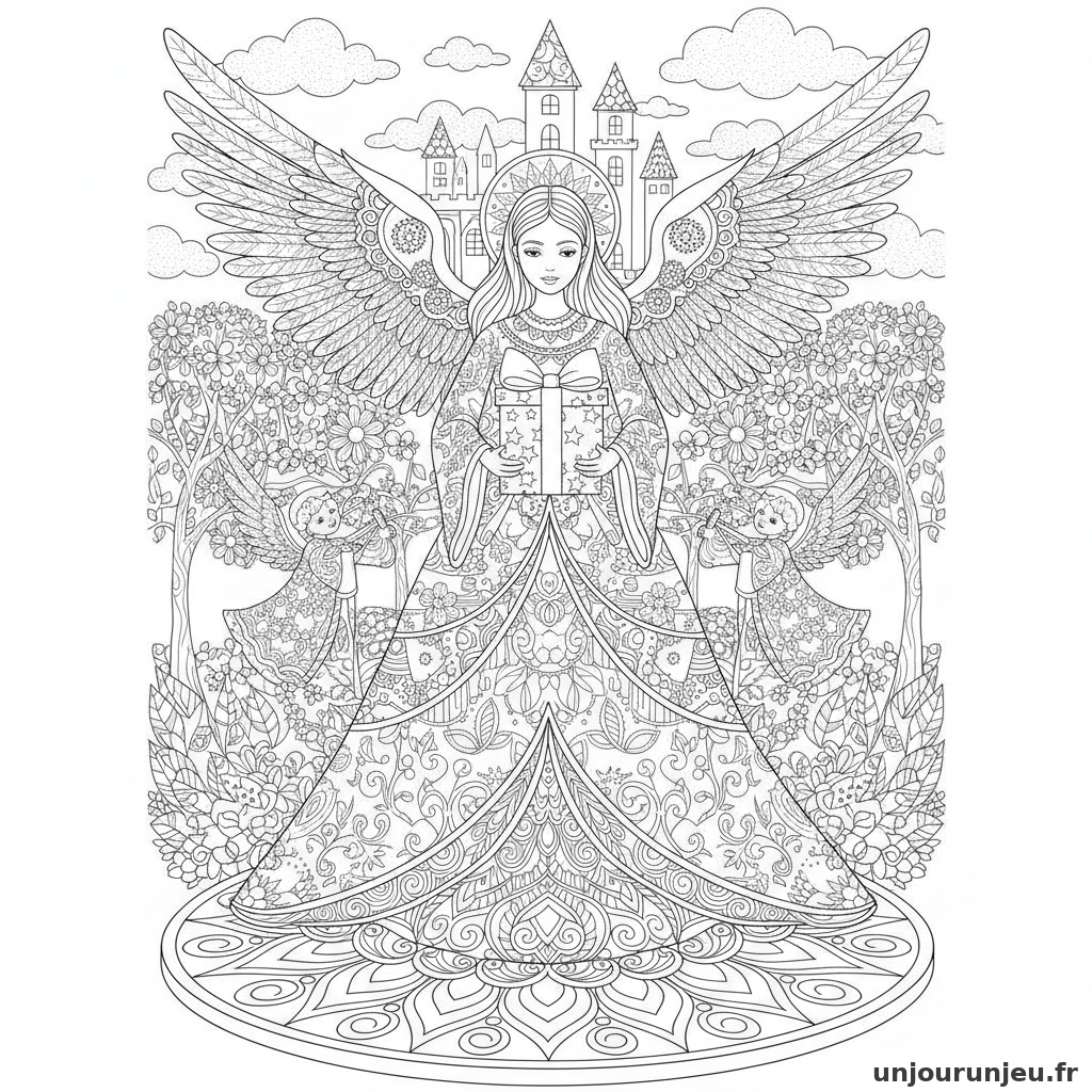 Coloriage Ange Ange Cadeau 19