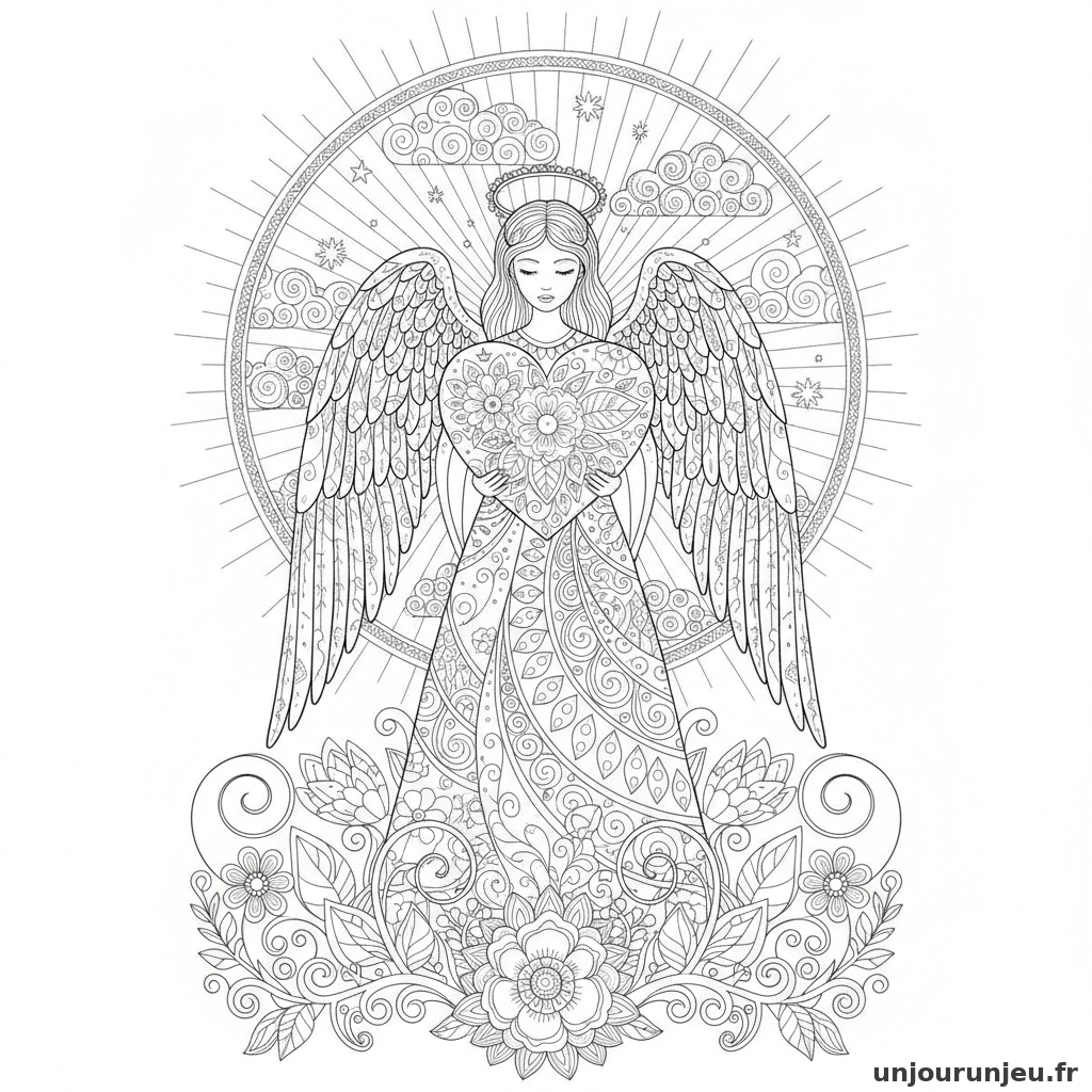 Coloriage Ange Ange Coeur 15