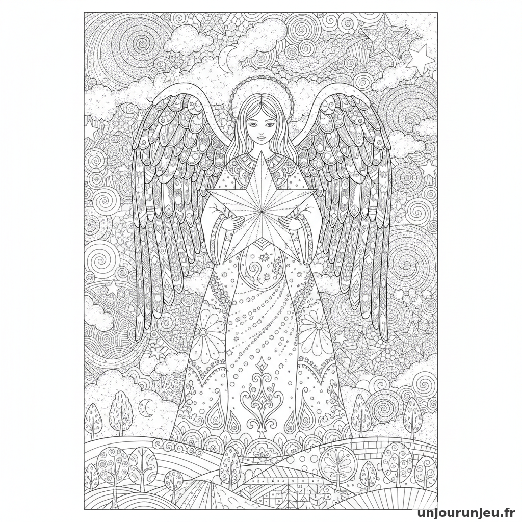 Coloriage Ange Ange Etoile 03