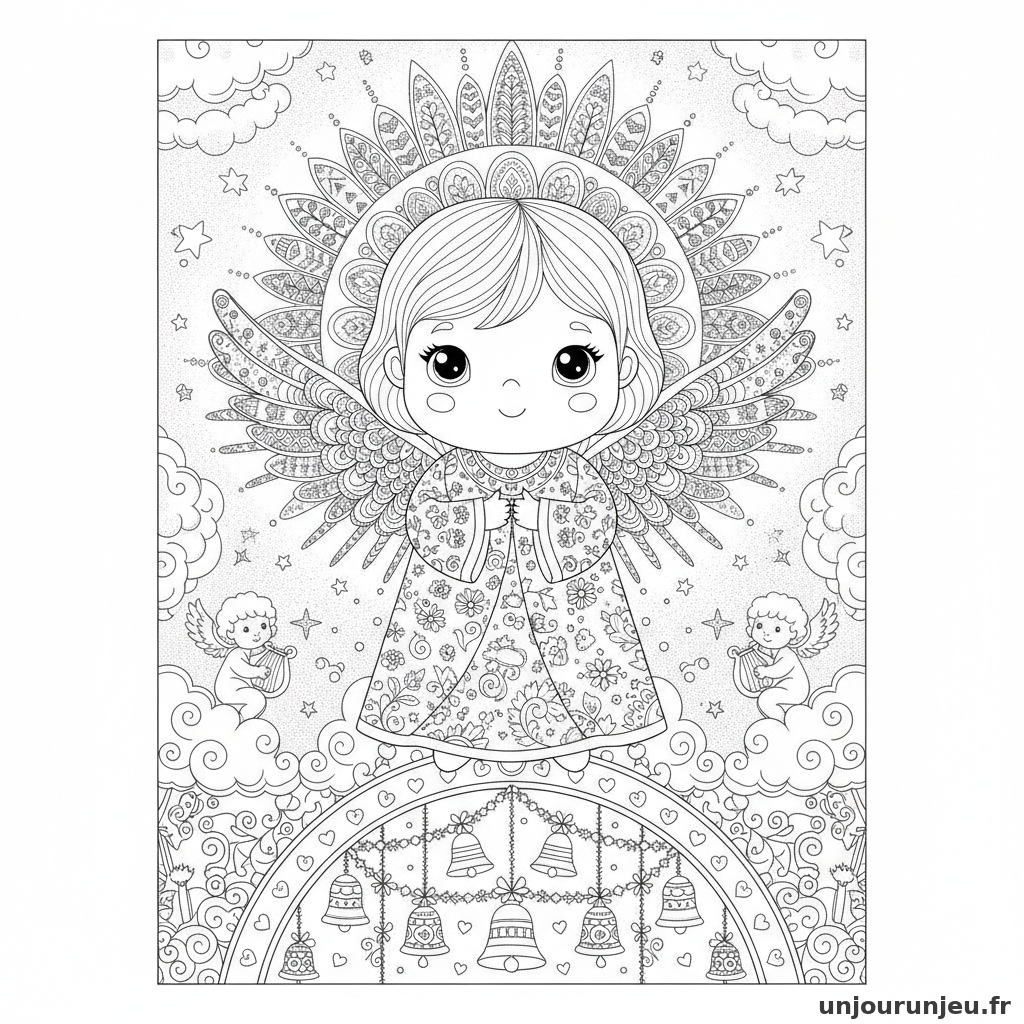 Coloriage Ange Ange Kawaii 11
