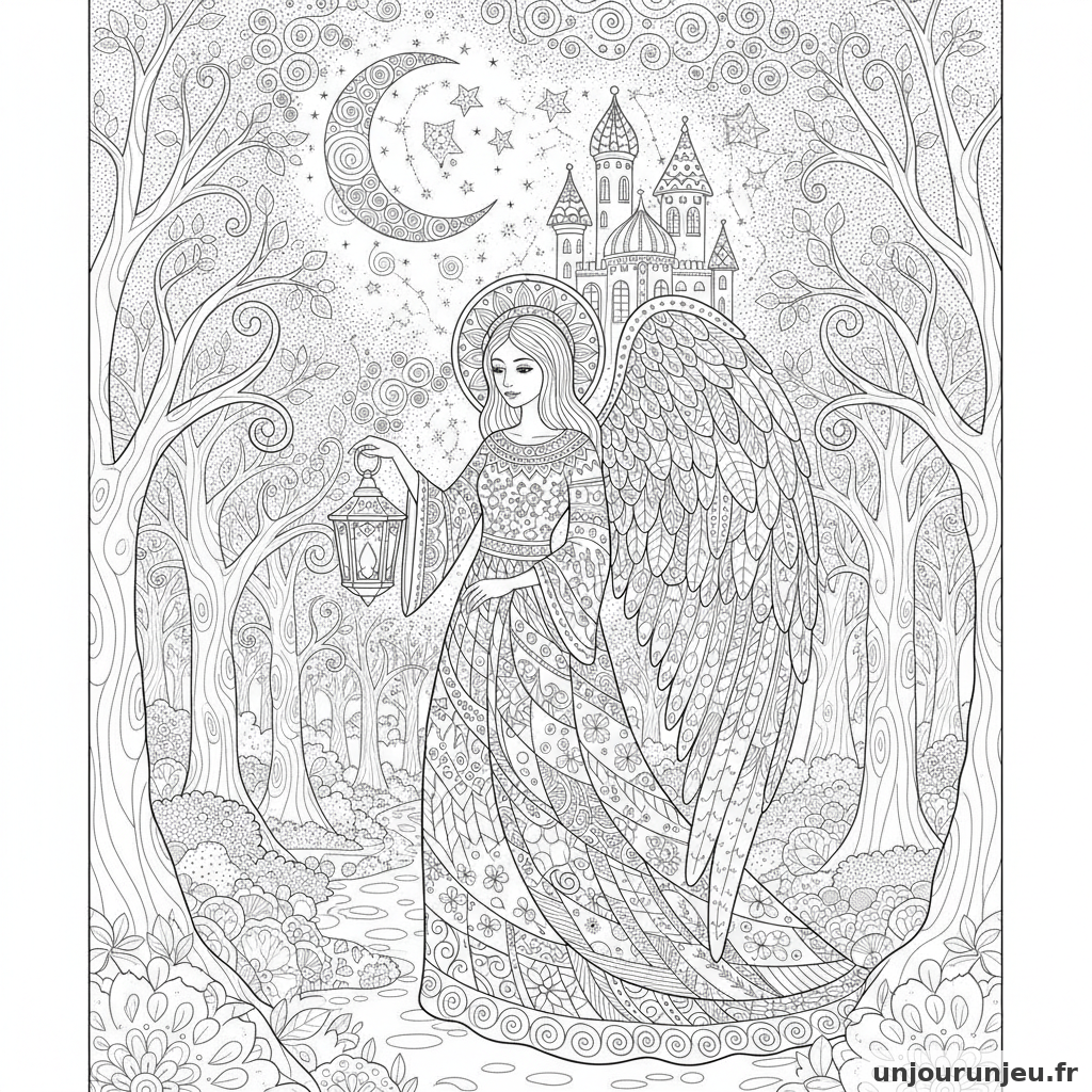 Coloriage Ange Ange Lanterne 14