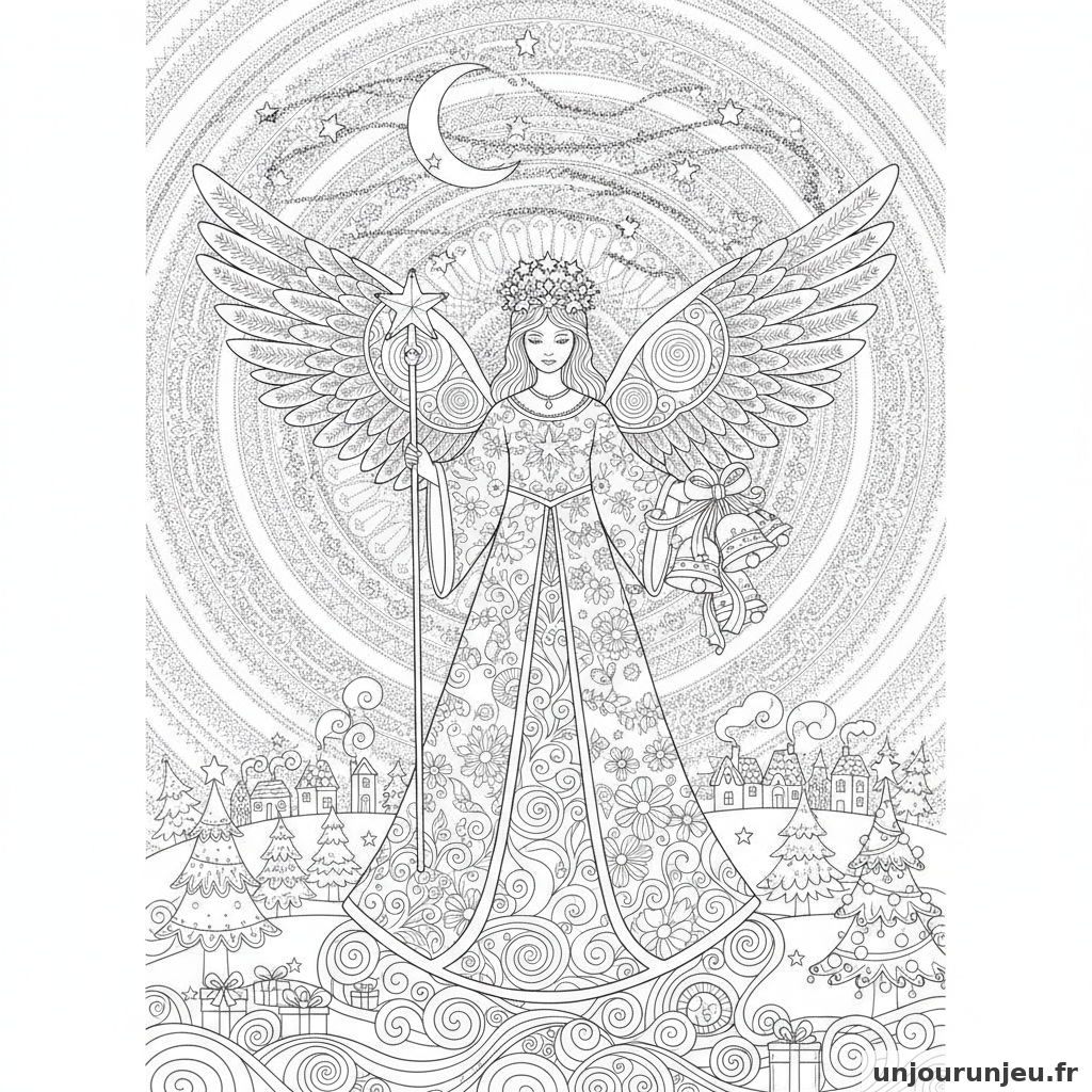 Coloriage Ange Ange Noel 01