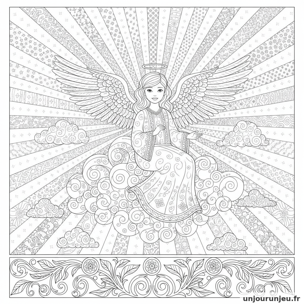 Coloriage Ange Ange Nuage 05