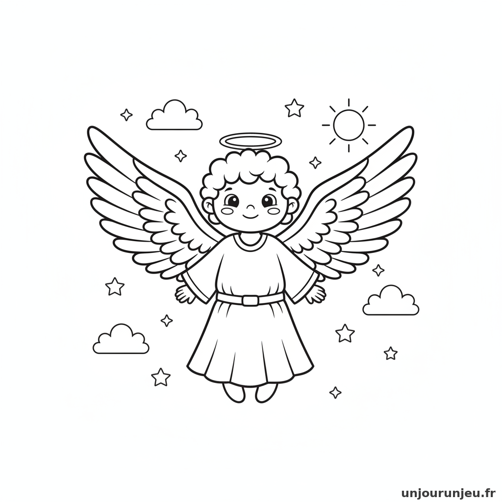 Coloriage Ange Ange Ailes Deployees 13