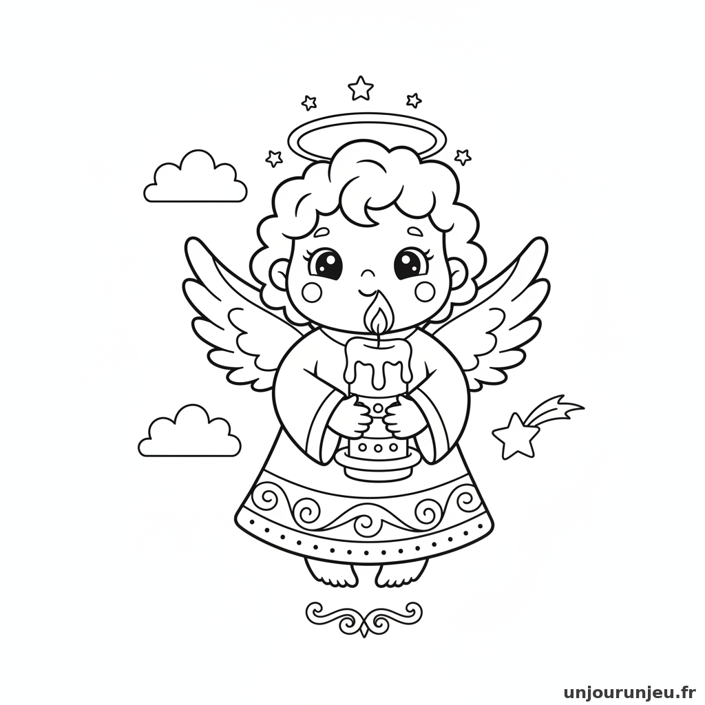 Coloriage Ange Ange Bougie 09