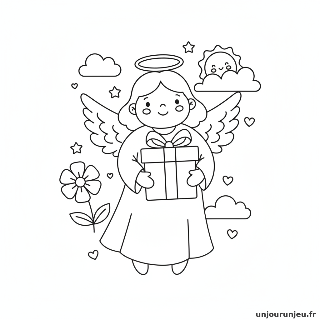 Coloriage Ange Ange Cadeau 19