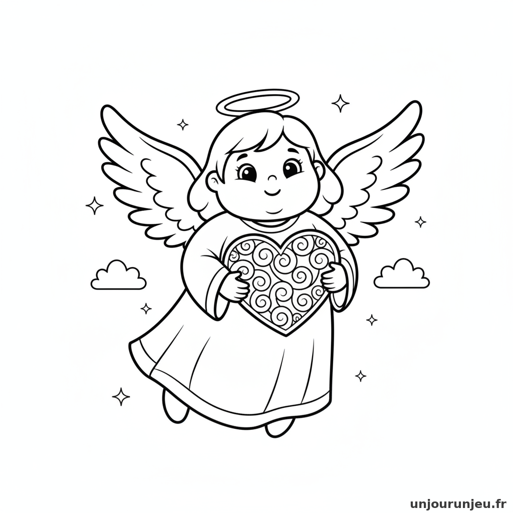 Coloriage Ange Ange Coeur 15