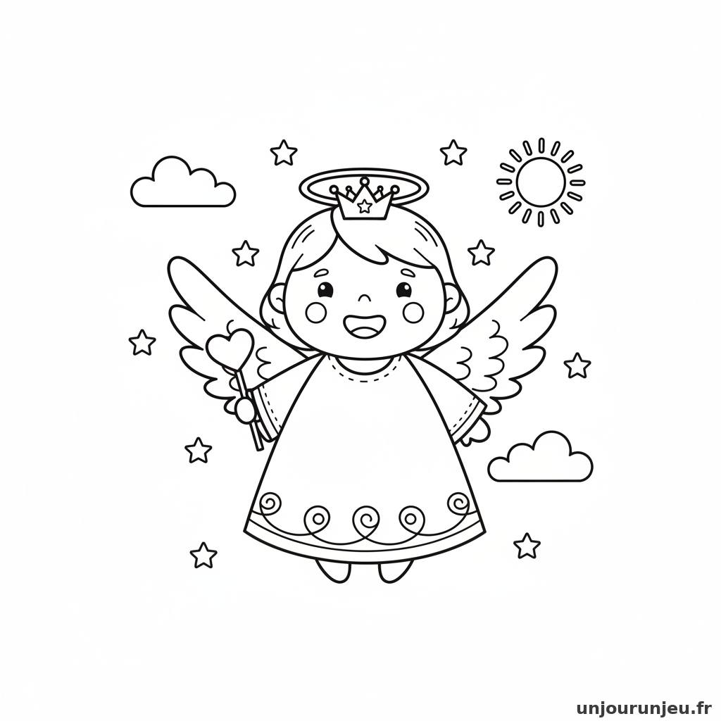 Coloriage Ange Ange Couronne 12