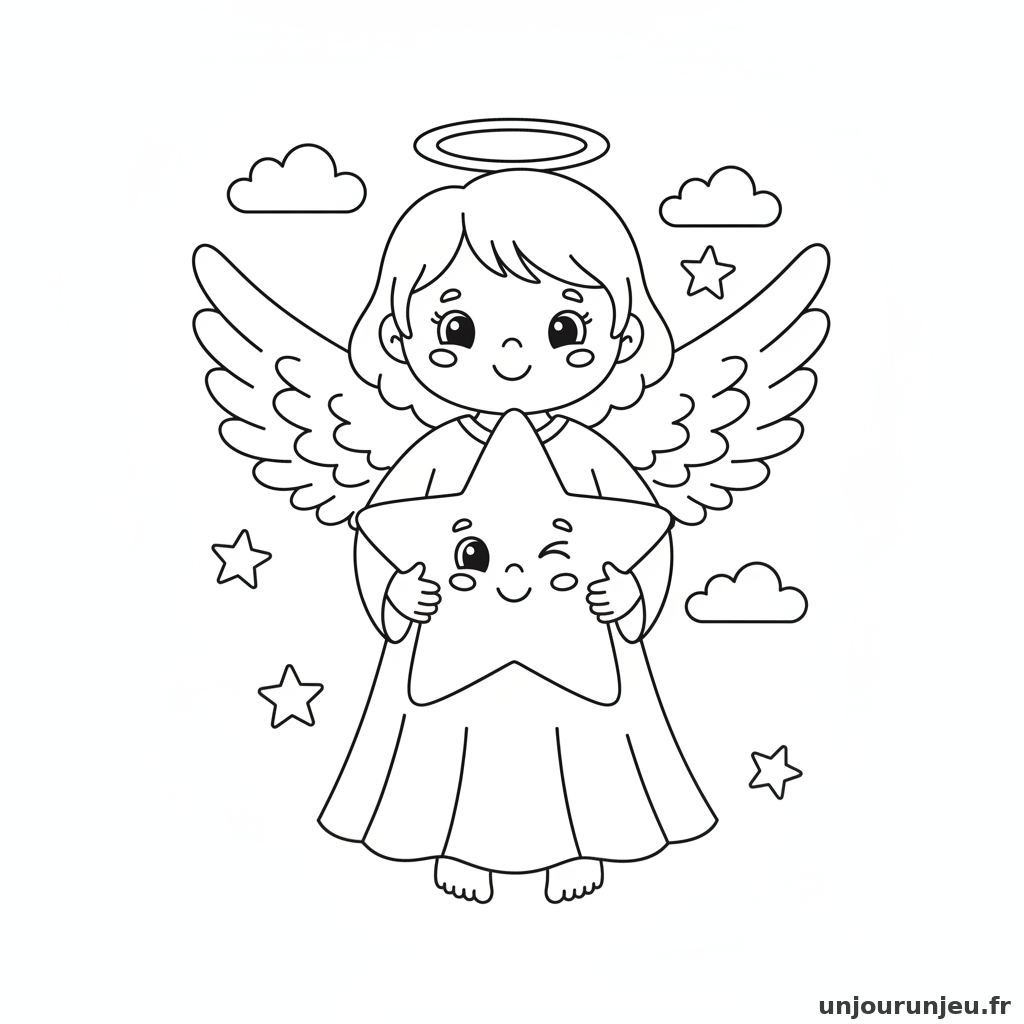 Coloriage Ange Ange Etoile 03