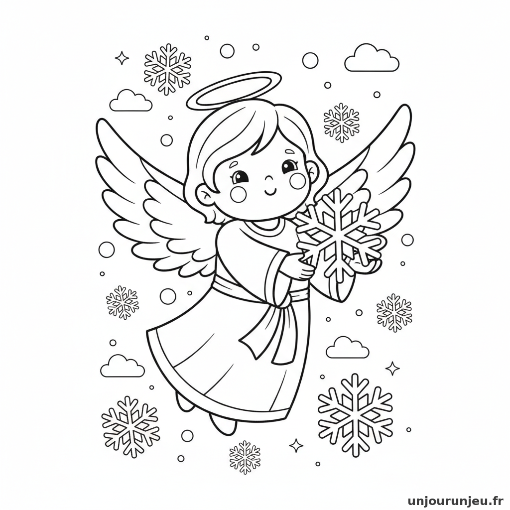 Coloriage Ange Ange Flocons 10