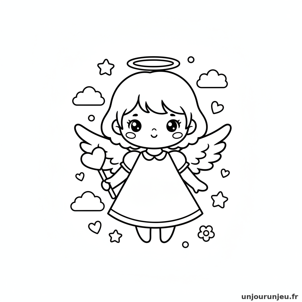 Coloriage Ange Ange Kawaii 11