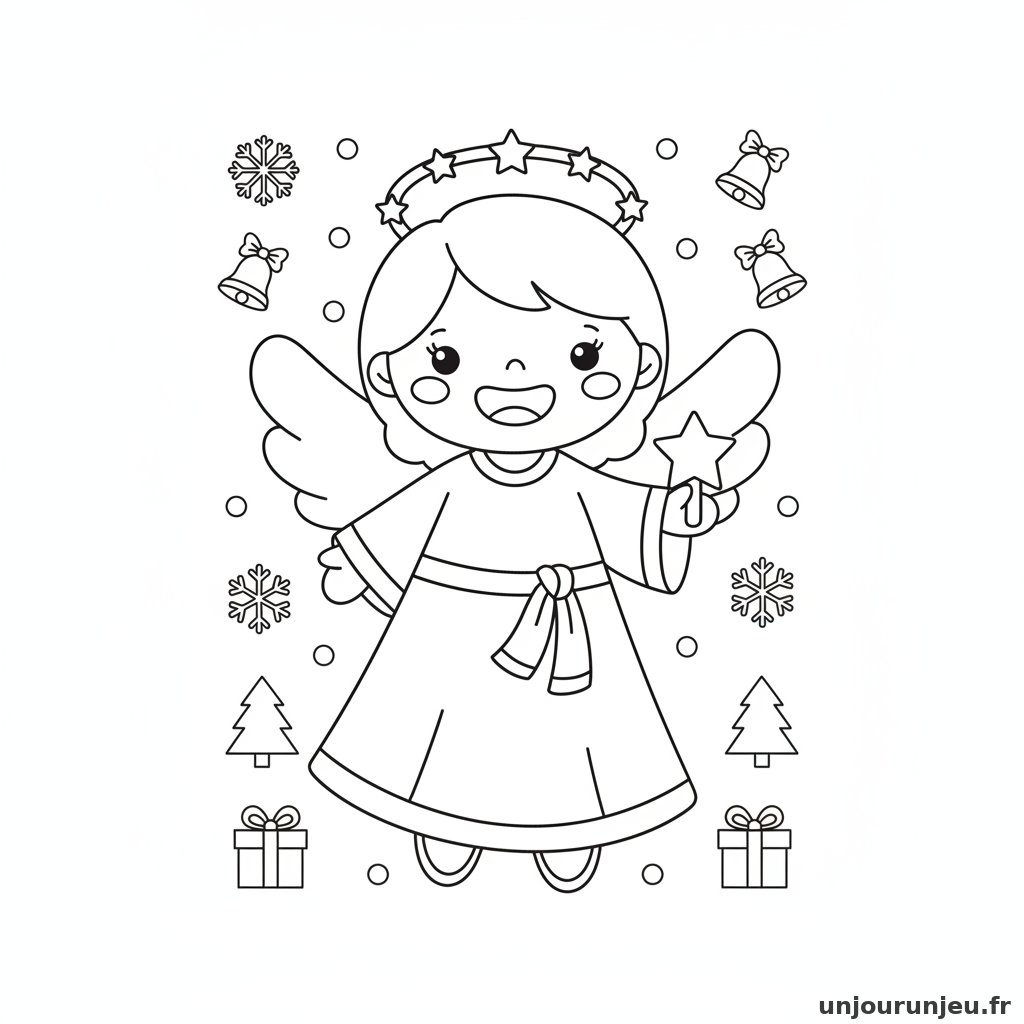 Coloriage Ange Ange Noel 01