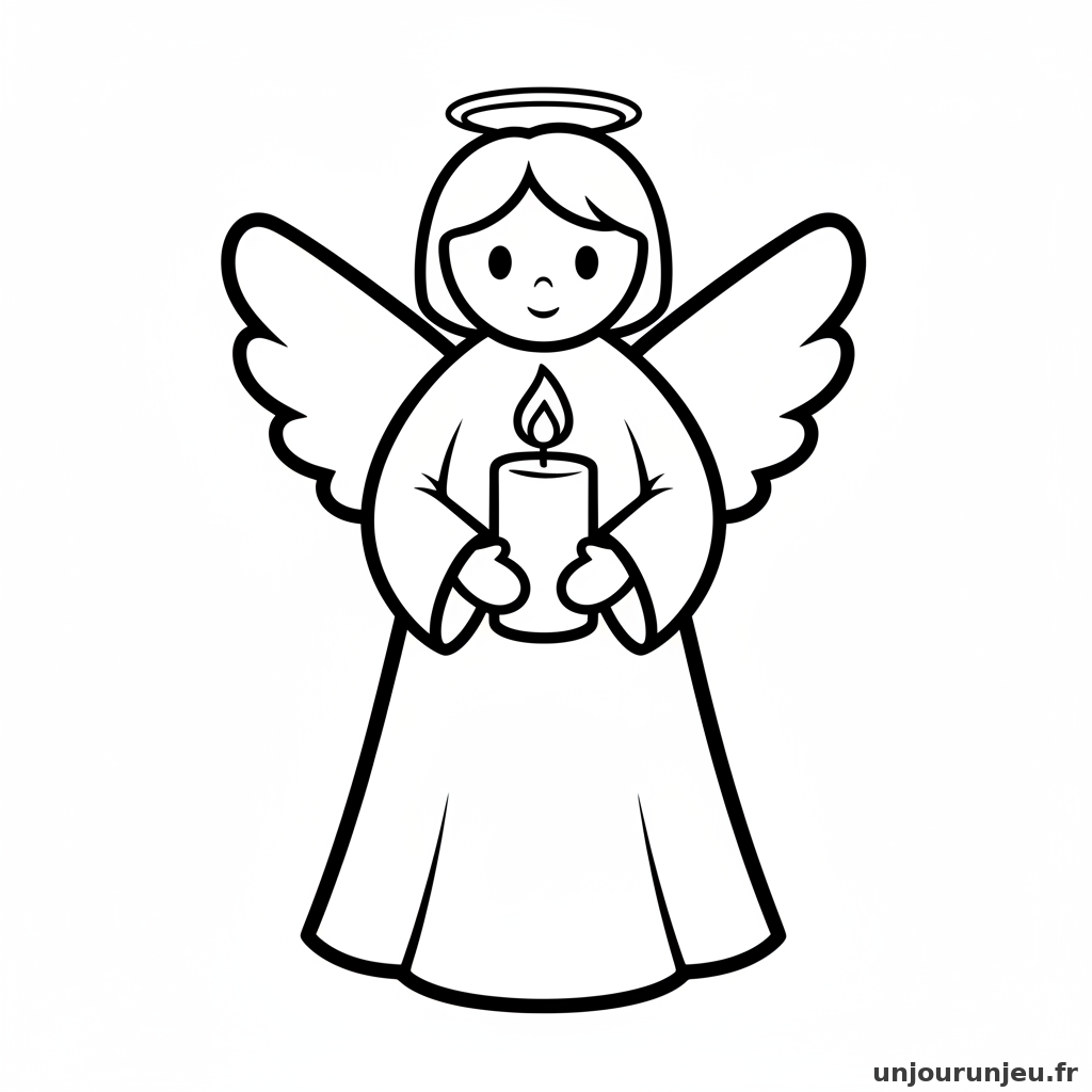 Coloriage Ange Ange Bougie 09