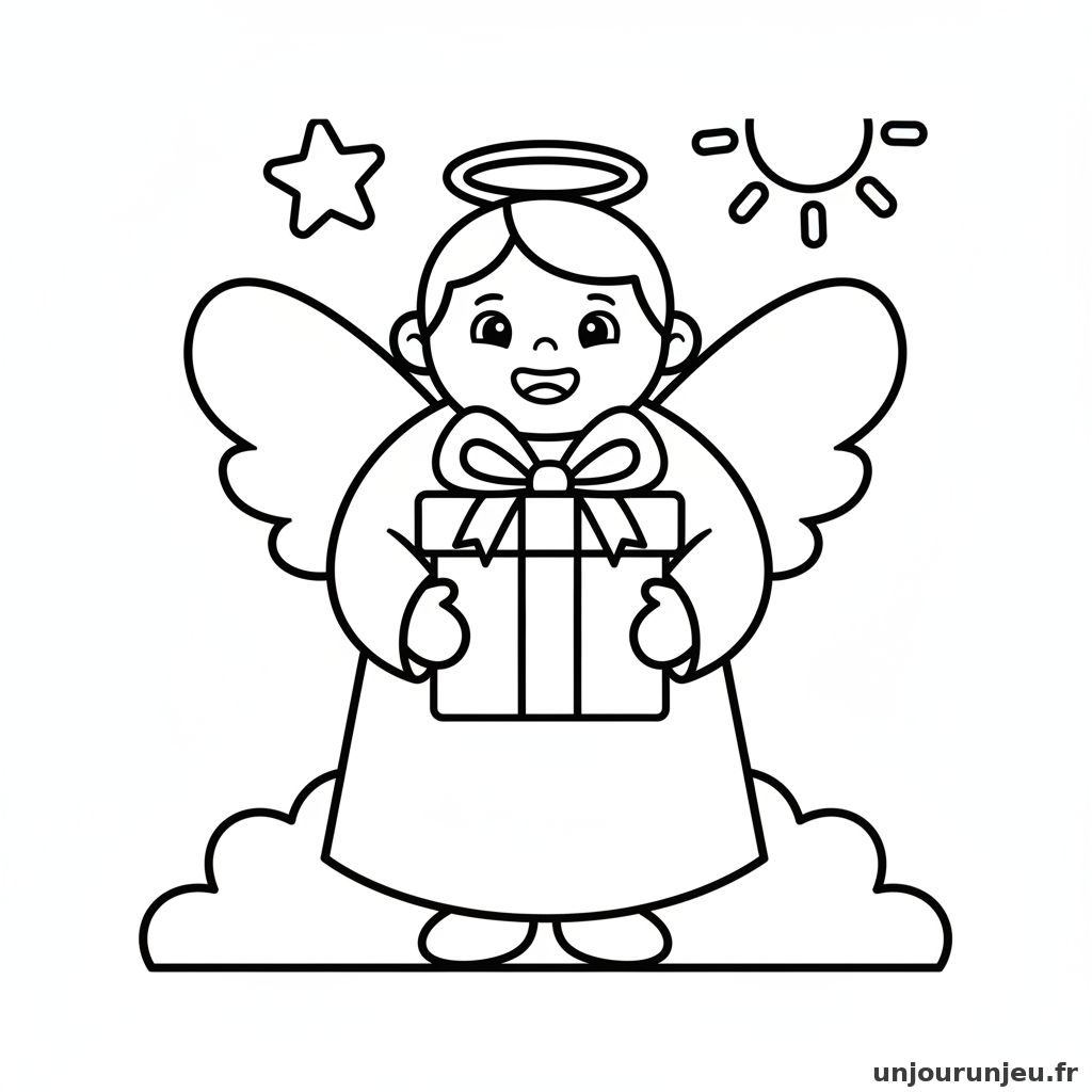 Coloriage Ange Ange Cadeau 19