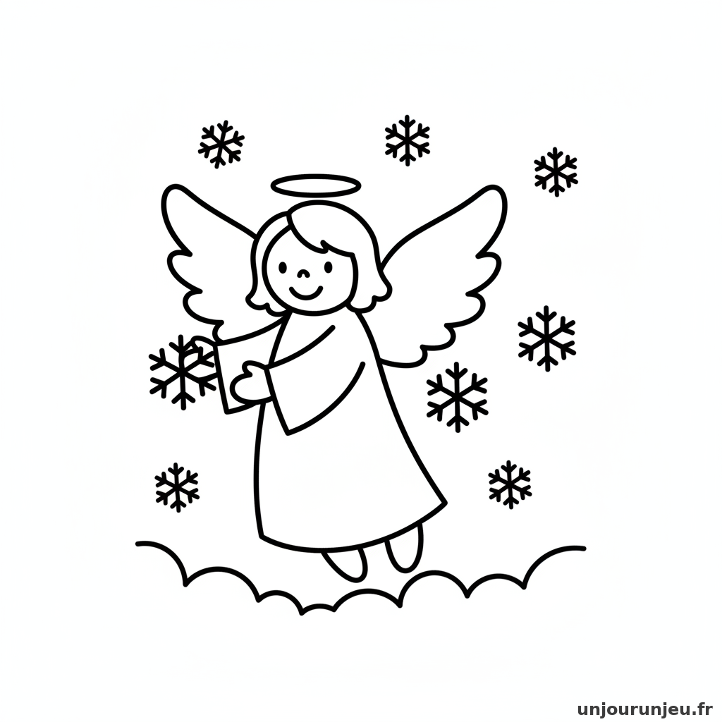 Coloriage Ange Ange Flocons 10
