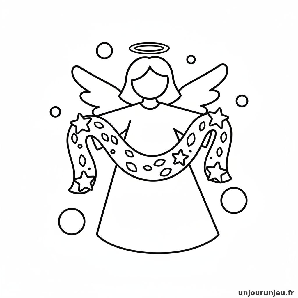 Coloriage Ange Ange Guirlande 04