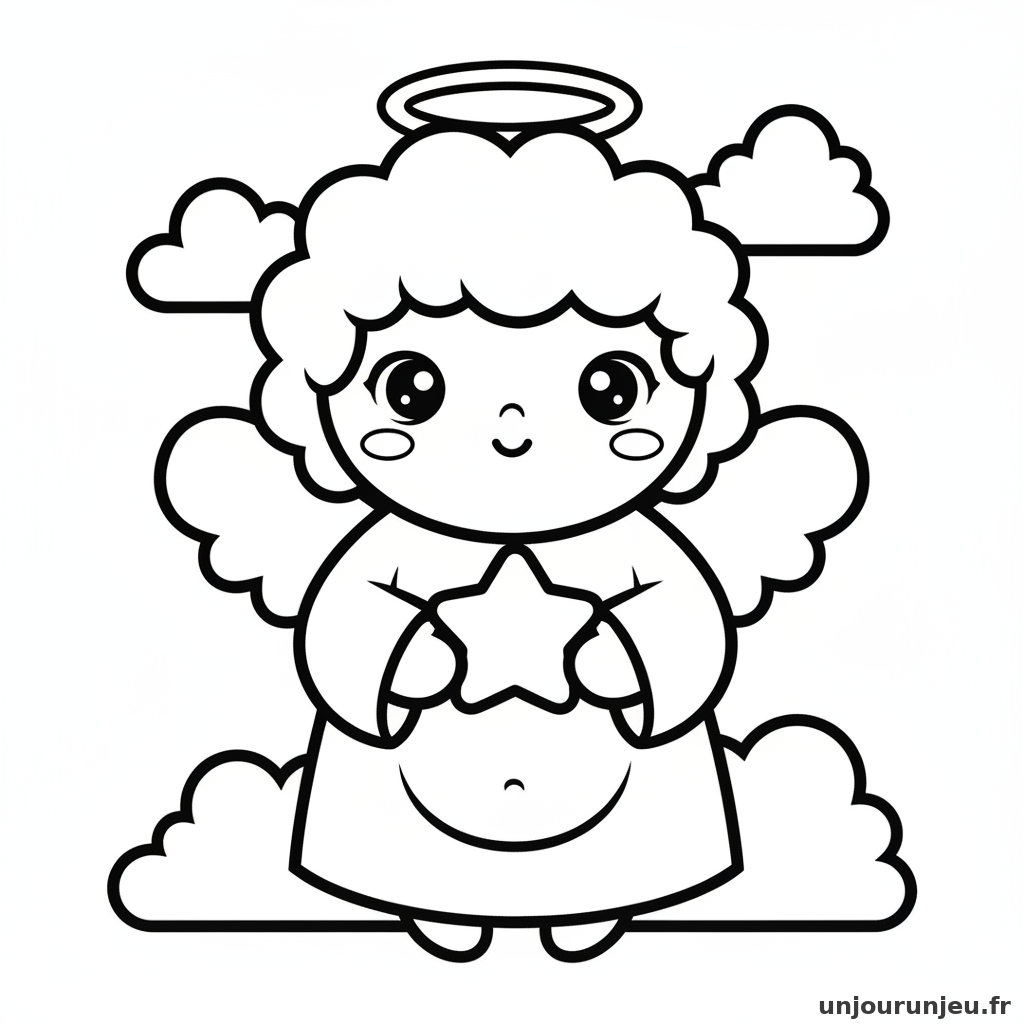 Coloriage Ange Ange Kawaii 11