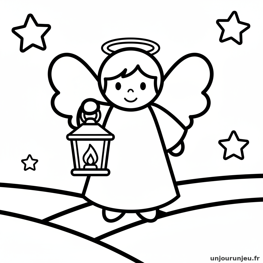 Coloriage Ange Ange Lanterne 14