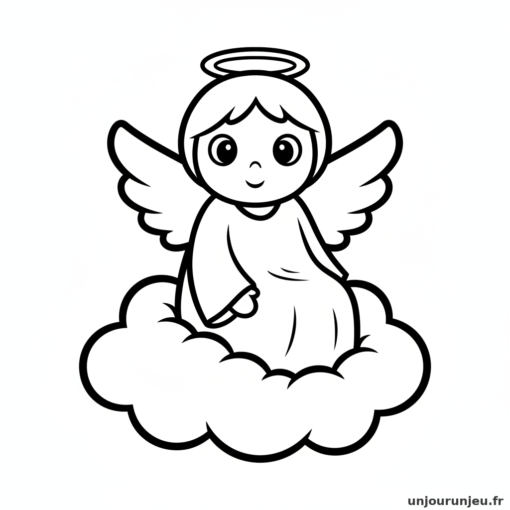 Coloriage Ange Ange Nuage 05