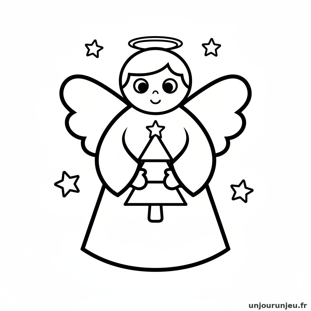 Coloriage Ange Ange Sapin 08