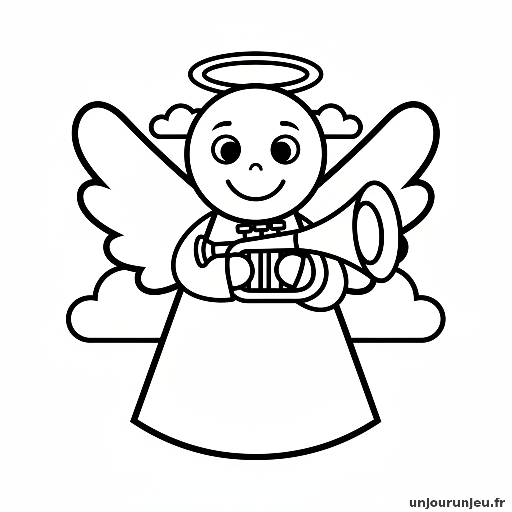 Coloriage Ange Ange Trompette 02