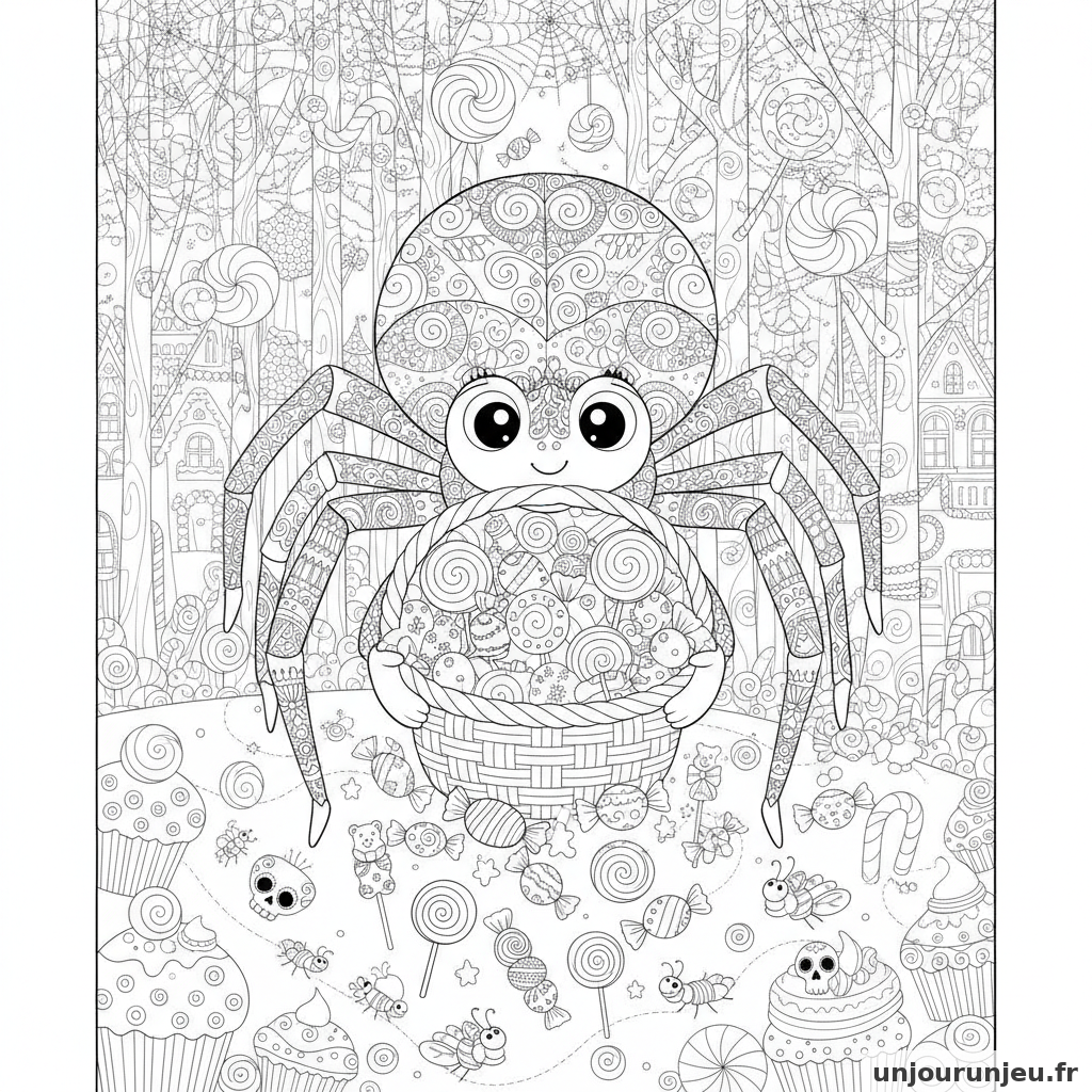Coloriage Araignee Araignee Bonbons 07