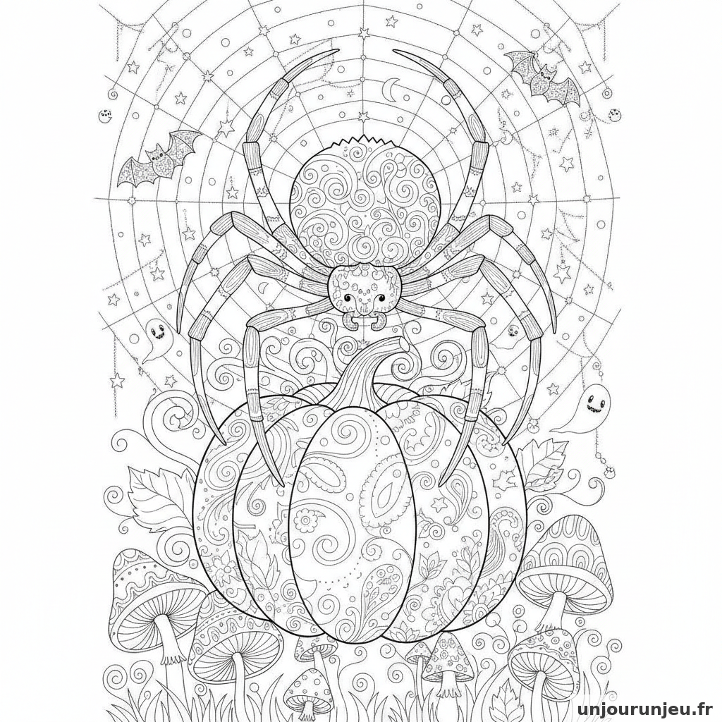 Coloriage Araignee Araignee Citrouille 04