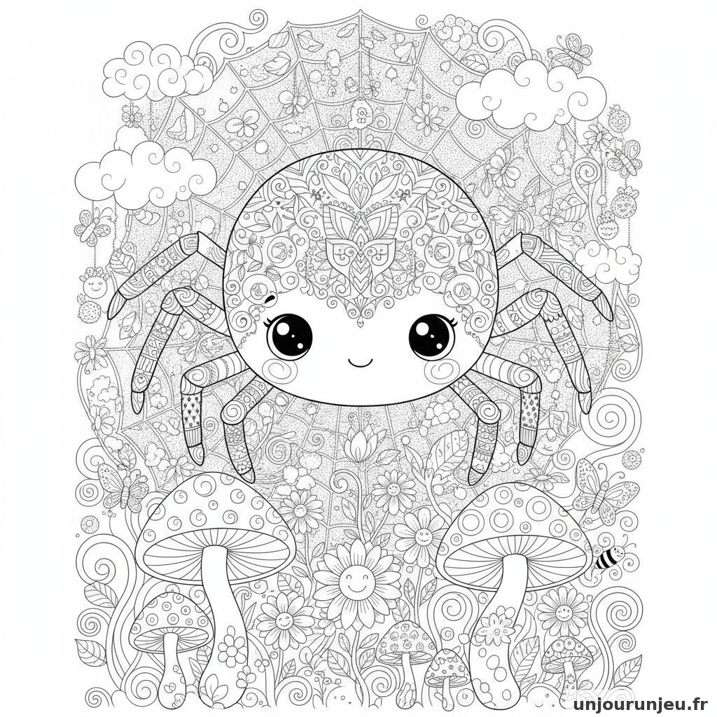 Coloriage Araignee Araignee Kawaii 12