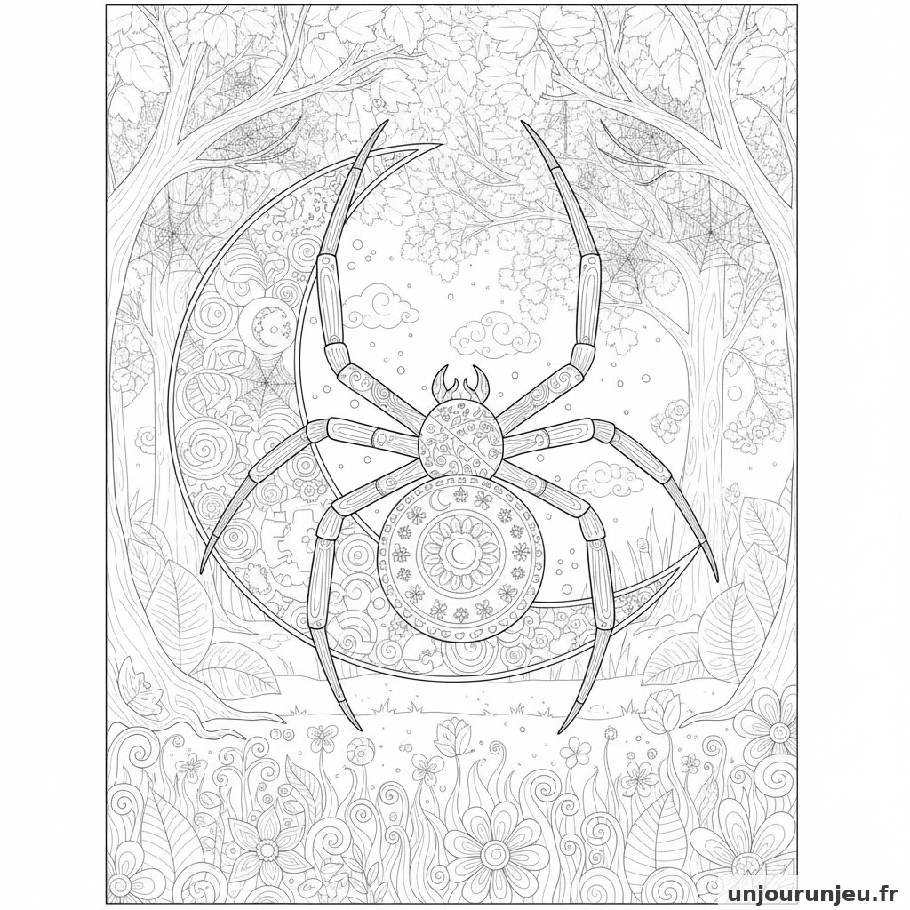 Coloriage Araignee Araignee Lune 10