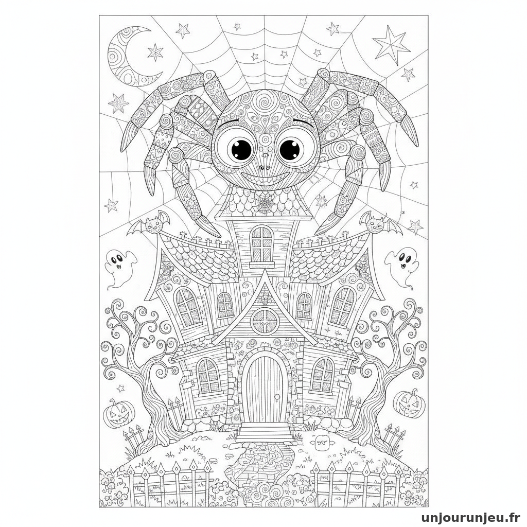 Coloriage Araignee Araignee Maison Hantee 20