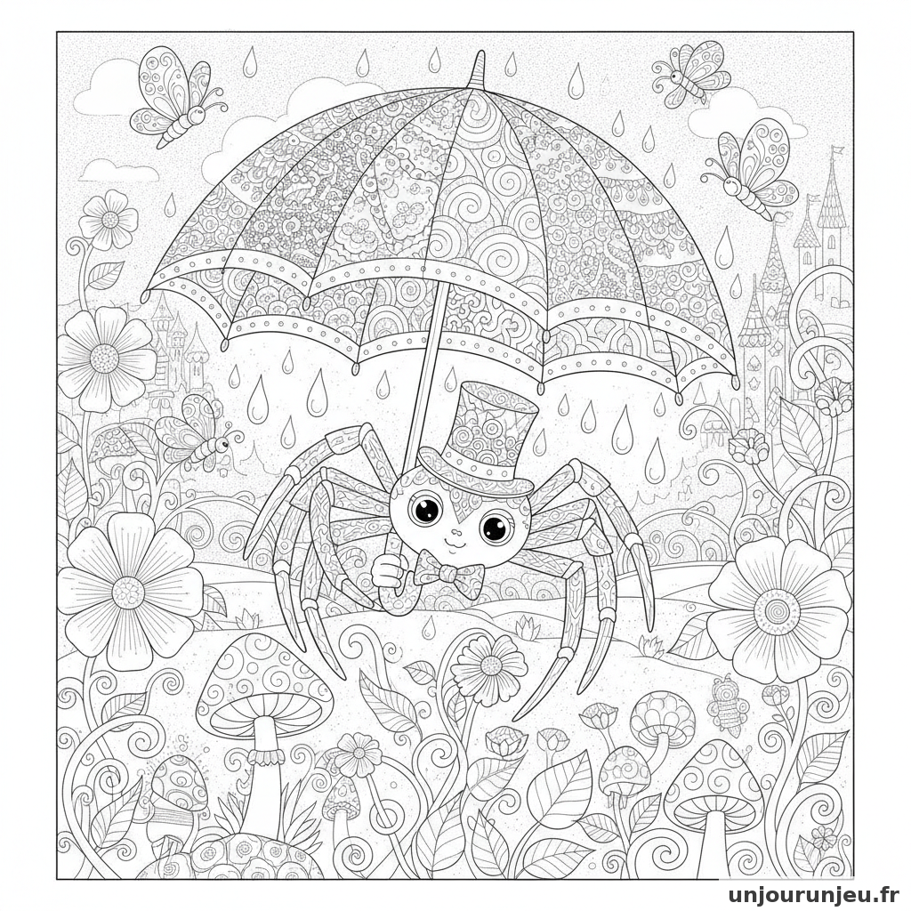 Coloriage Araignee Araignee Parapluie 11