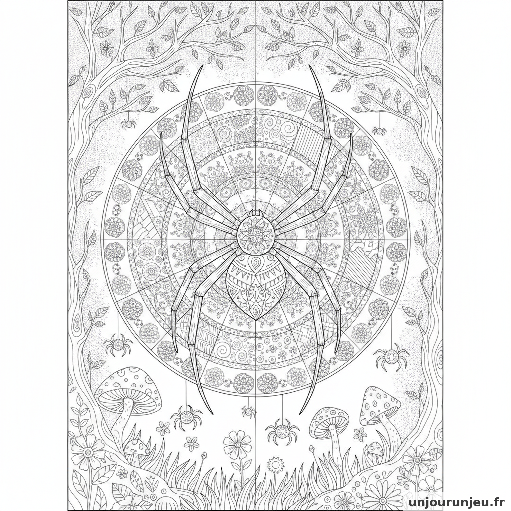 Coloriage Araignee Araignee Toile 02