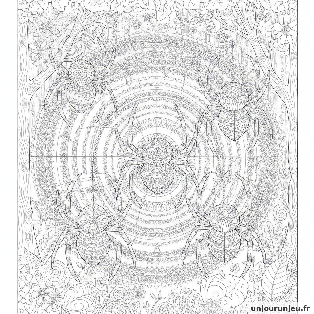 Coloriage Araignee Groupe Daraignees 18